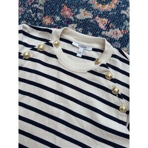 Derek Lam 10 Crosby Lucie Sailor Button Sweatshirt Sweater Navy/White‎ Preppy S